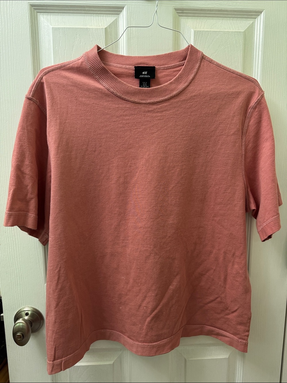 H&M Men's Short-Sleeve Crewneck T-Shirt in Rose